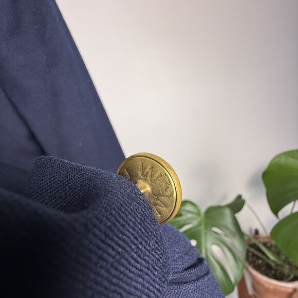 Vintage Talbots Navy Worsted Wool Double Breasted Blazer Gold Buttons, USA Made - Picture 8 of 13